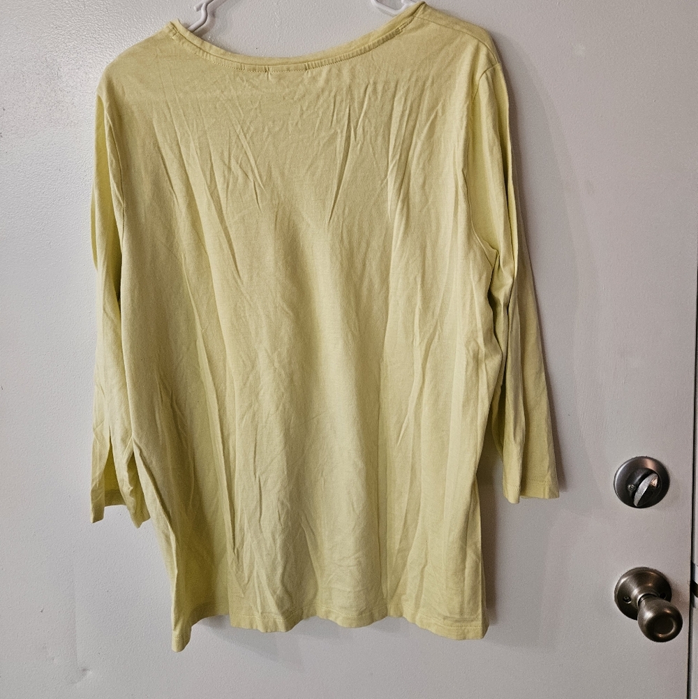 Zenergy By Chicos Yellow Studded Long Sleeve Top - Picture 5 of 5